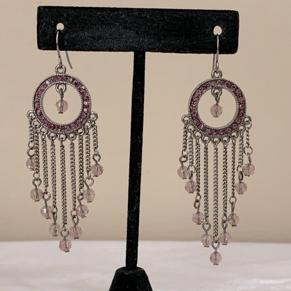Jewelry - Pink Stone Chandelier Earrings